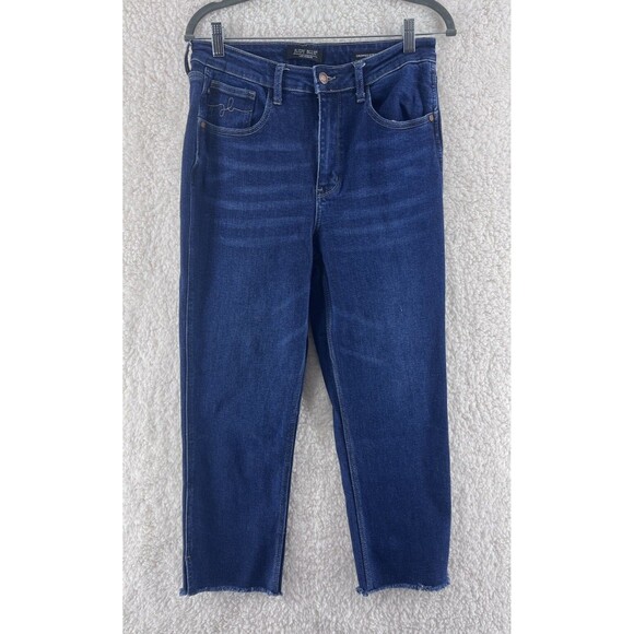 Judy Blue Jeans Women’s Size 11/30 Dark Blue Cropped Straight JB88375 Raw Hem - Picture 1 of 10